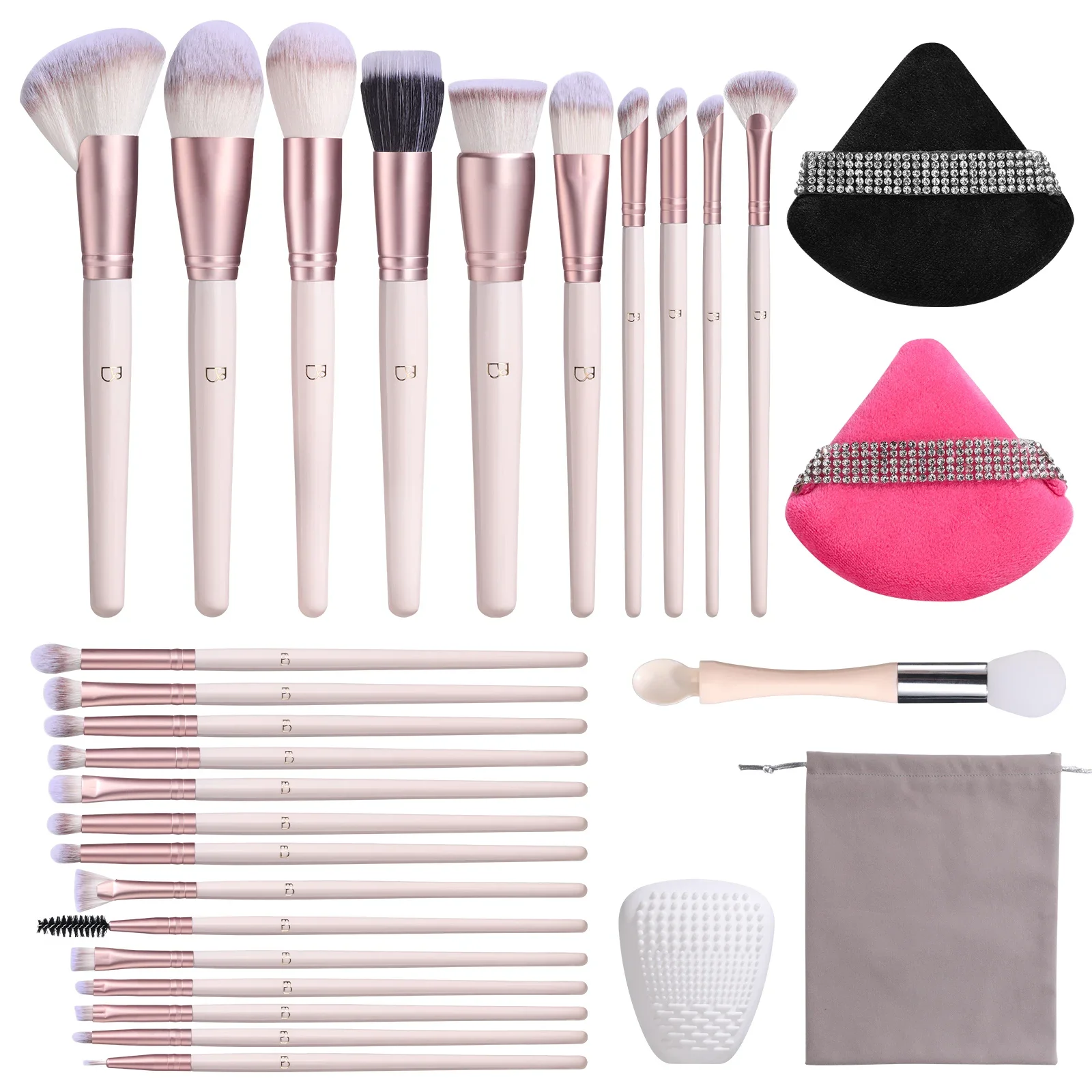 

# Hot BS-MALL 29PCS Best Gift Face Makeup Tools Kits Private Label Makeup Puff Brush Cleaning Mat Face Mask Brushes Makeup Brush