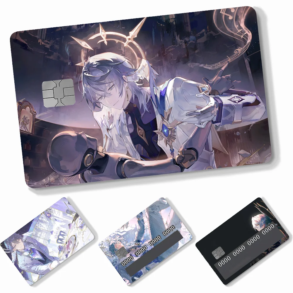 Sunday Honkai Star Rail Card Stickers 4pcs PVC Credit Card Skin Stickers Removable Self-adhesive Protective Film