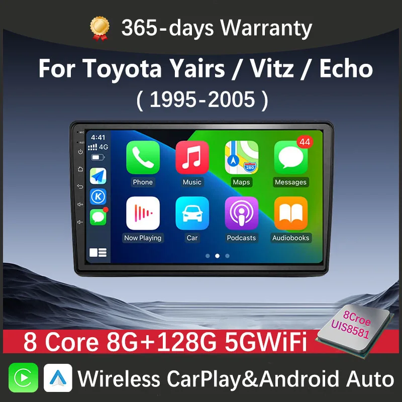 2Din Android Car Radio for Toyota Yairs Vitz Echo 1999-2005 CarPlay Car Multimedia Player GPS Navigation Autoradio Head Unit