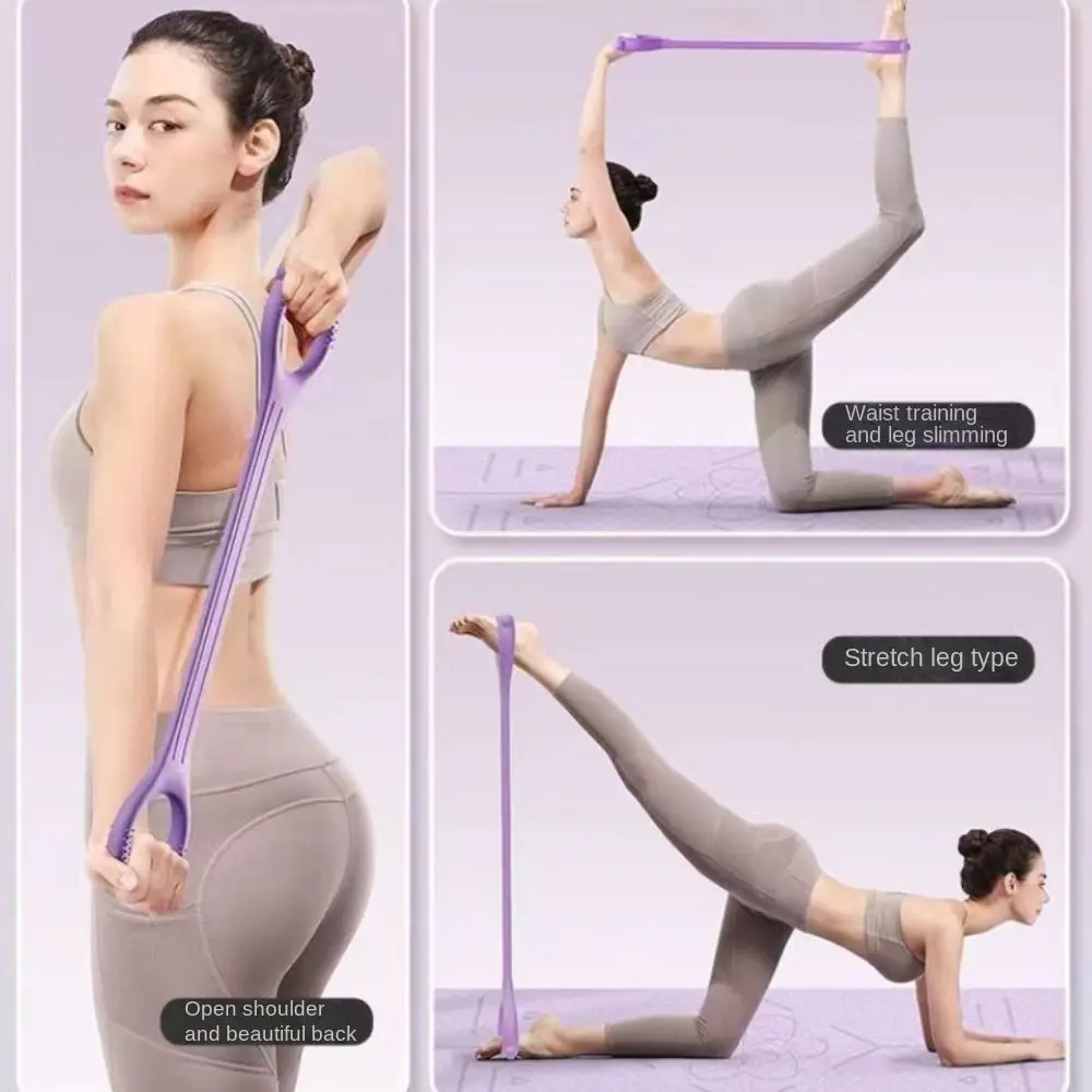 Bande de résistance de Yoga multifonctionnelle, étirement musculaire, bande élastique de Yoga en forme de 8, bandes de résistance de Fitness en Silicone de couleur unie