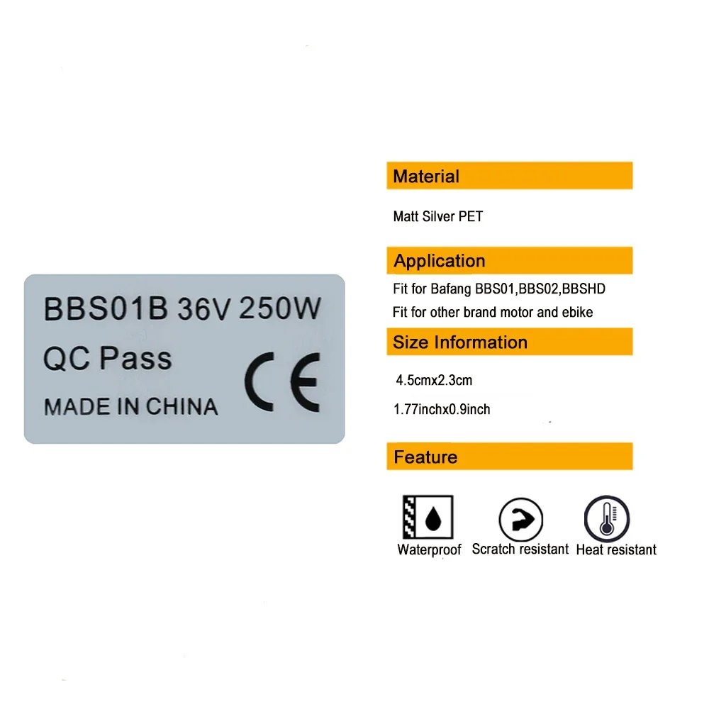 Bafang Motor Label 6PCS Aufkleber für BAFANG Mid Drive Motor Zubehör 36V 250W 350W 500W 48V 750W 52V 1000W BBS01 BBS02 BBSHD – Detail 2