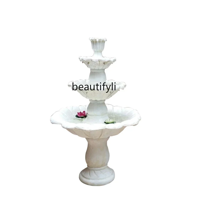 European-style three-story wedding fountain, courtyard decoration, balcony simple running water water ornament