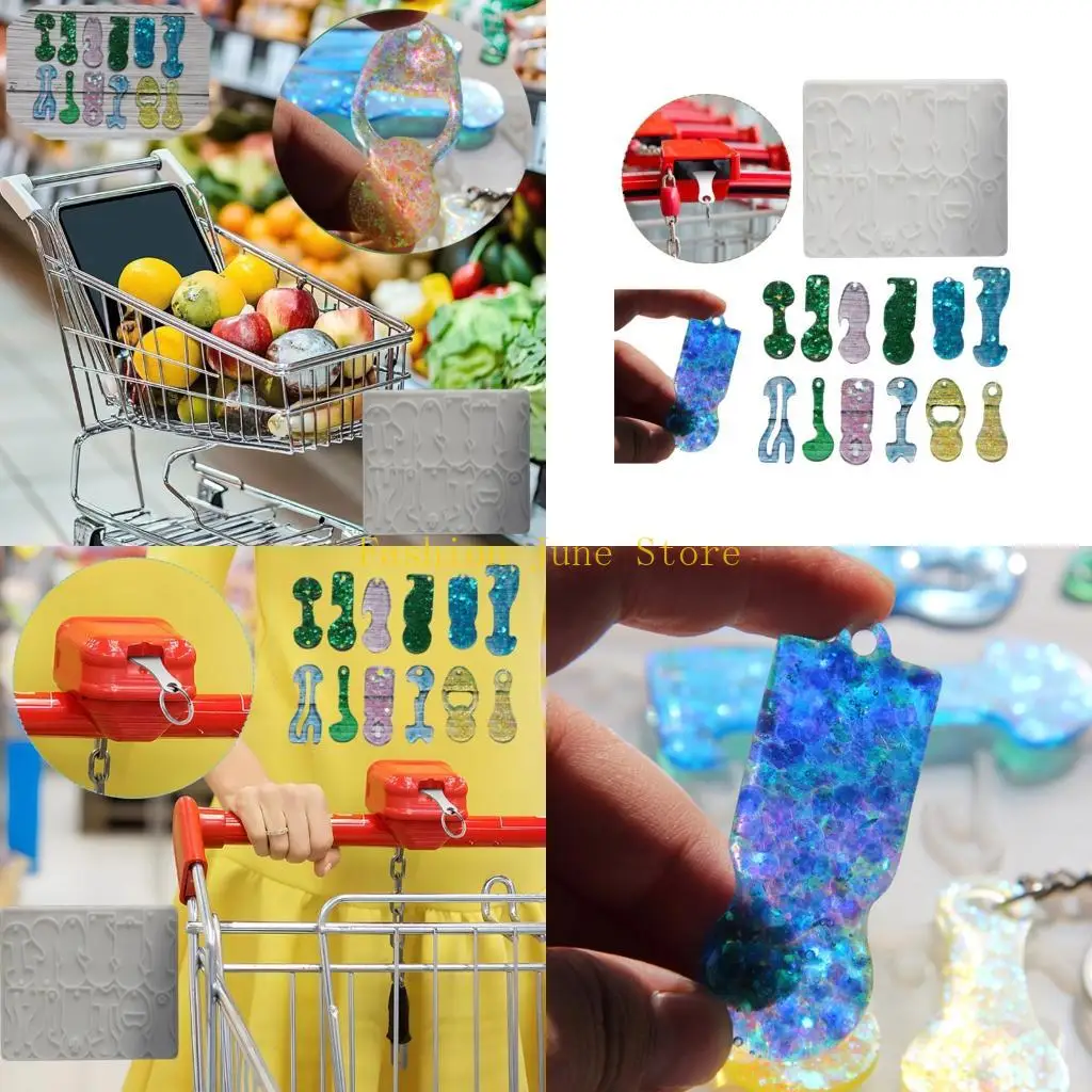 

N5KA Customizable Silicone Trolley Tokens Mould Unique Designs Resin Keychain Crafting Tool for Homemade Accessories