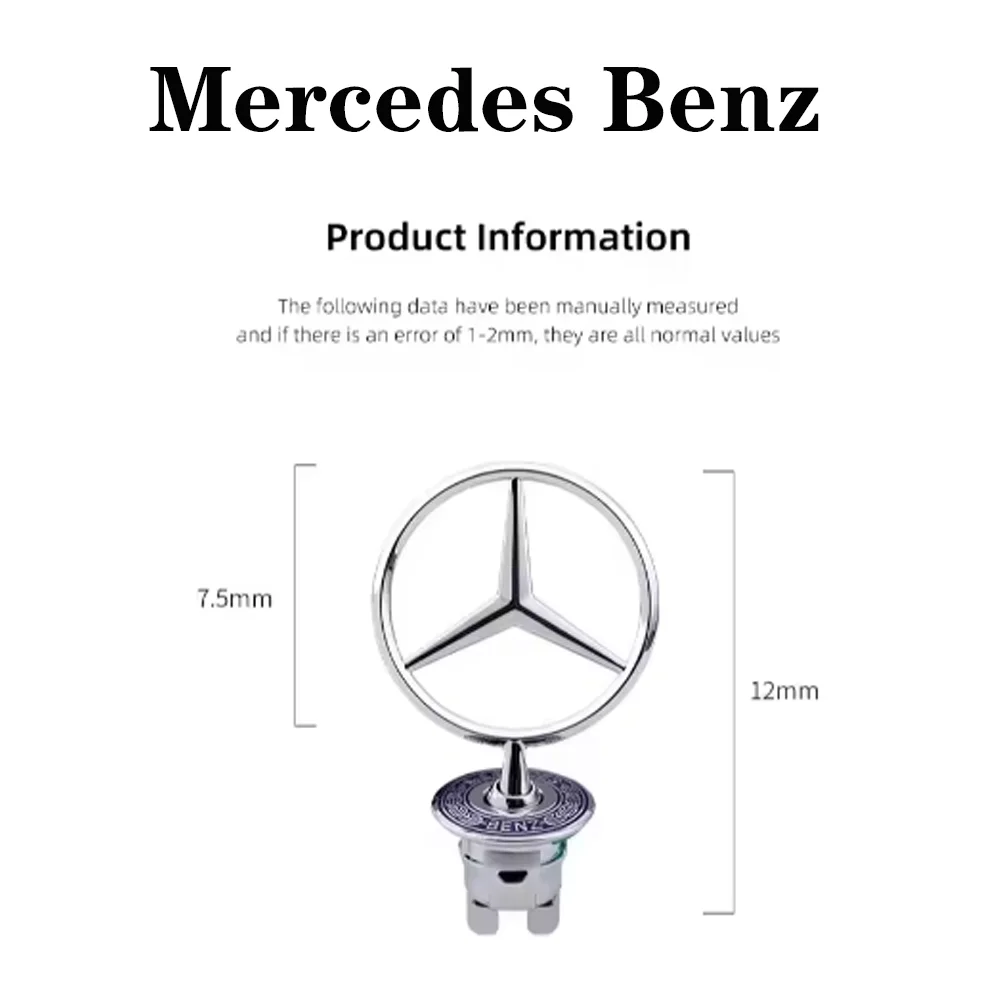 1 Stück 44mm Metall Chrom Schwarz Auto Motorhaube Emblem Logo für Mercedes Benz C E S Klasse W204 W212 W220 W210 W221 Zubehör – Detail 4