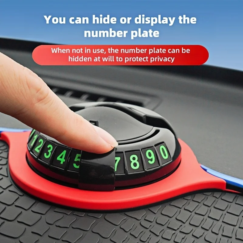 Multi Functional PVC Car Dashboard anti Slip Storage Pad, with Parking Number Plate and 360° Rotating Phone Holder - view 6