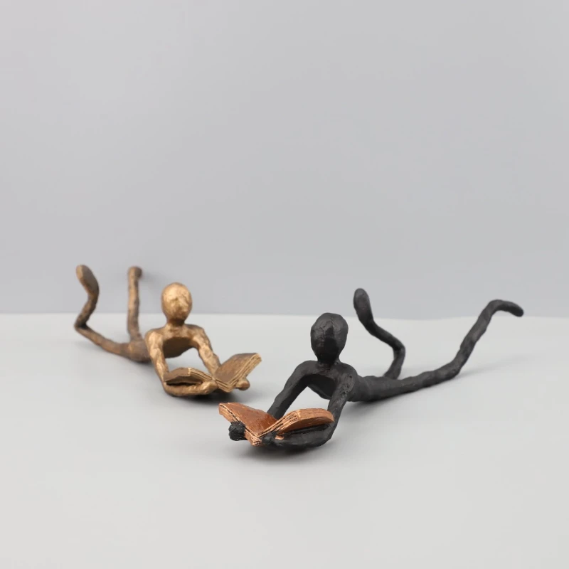 Cast Iron Reader Figure Small Statues, Home Room Desktop and Office Decoration Accessories, Home Decoration Handicrafts