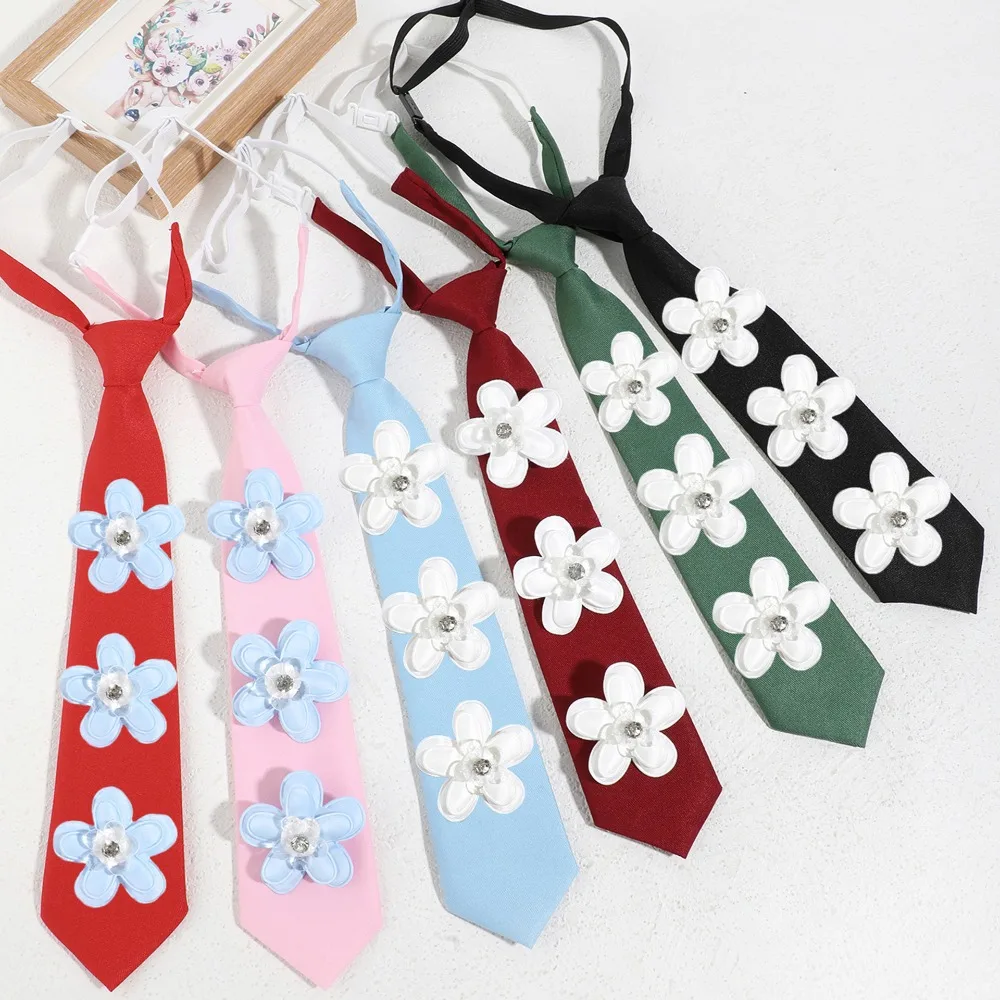 

Solid Color Flower Bow Tie & Necktie for Women JK School Uniform Shirt Collar College Style Student Jewelry Accessories