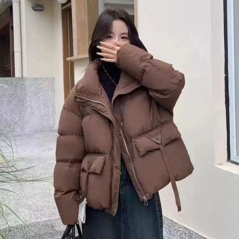 

Stand-up Collar Outerwear, Warm Casual Parka High Street Women's Korean Fashion Winter Coat, Female Short Jacket