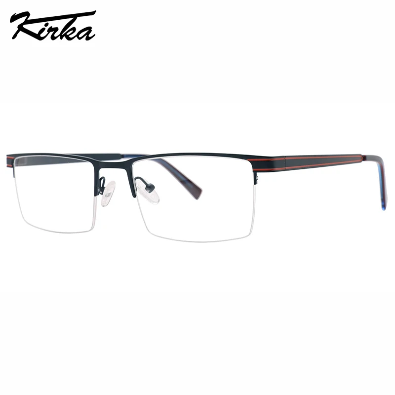 

Kirka Male Eyewear Half-Rim Metal Rectangle Matt Frames Painting Colors Temples Prescription Lenses Optical Glasses MM2075