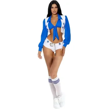 Sexy Football Babe Sports Meeting Dallas Cowboys Cheerleader Costume Fancy Dress Halloween Party Racing Cheerleader Cosplay 2025