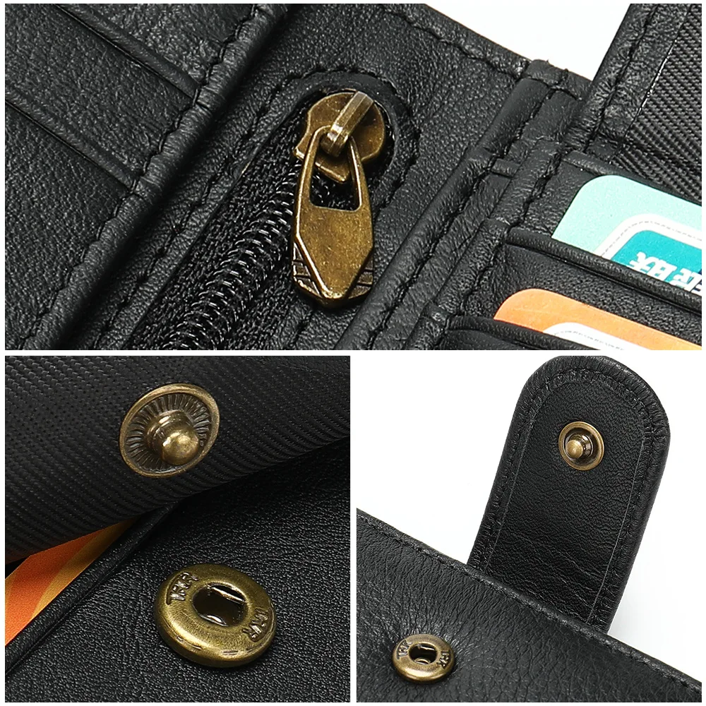 Portfel męski z prawdziwej skóry, duża pojemność, etui na karty i retro design, wysokiej jakości portmonetka męska z klipsami na karty do codziennego użytku.