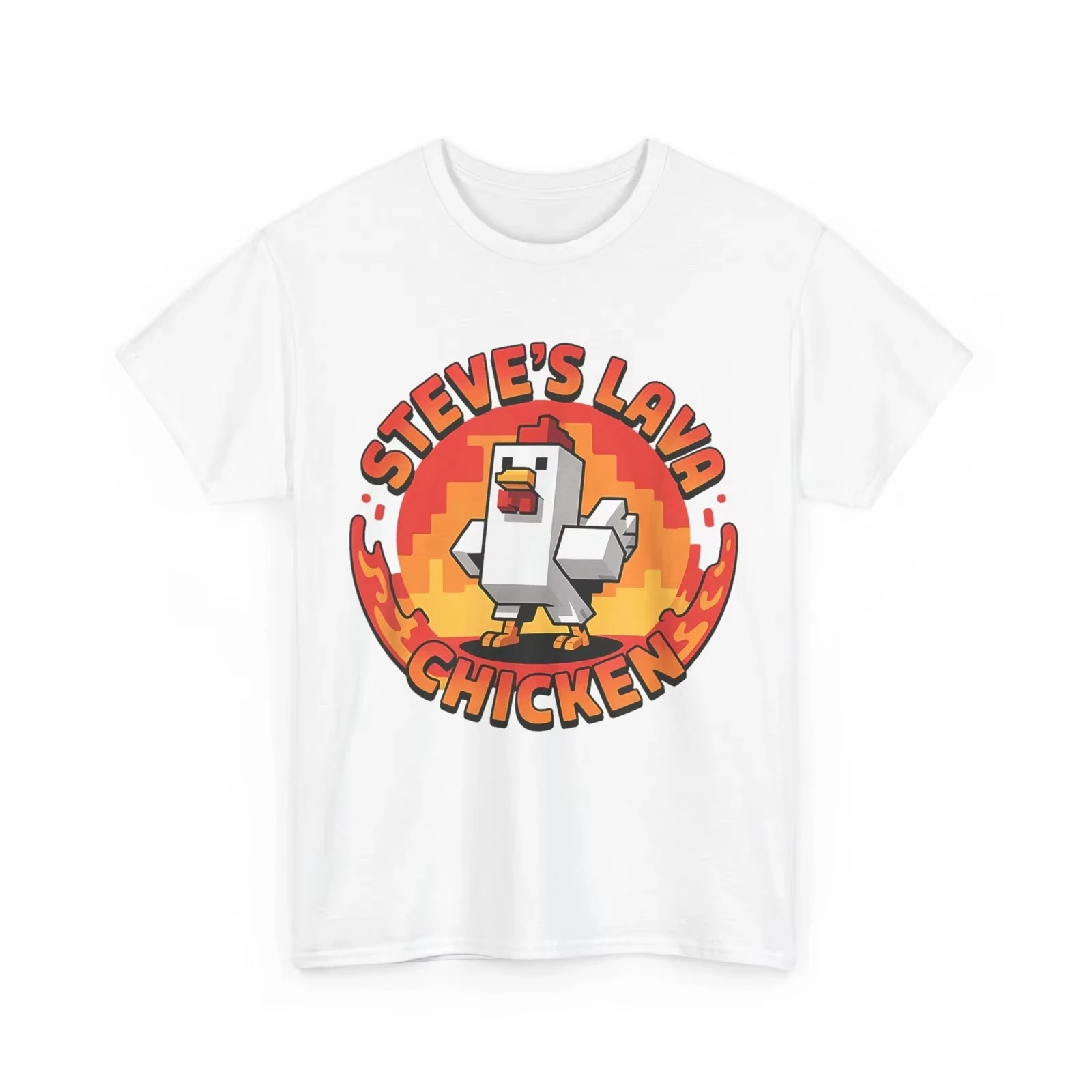 Funny Lava Chicken Miners Video Game Meme T-shirt Men Women Clothes Fashion Casual Humor Cotton Loose Steve Pixel Gaming Tees