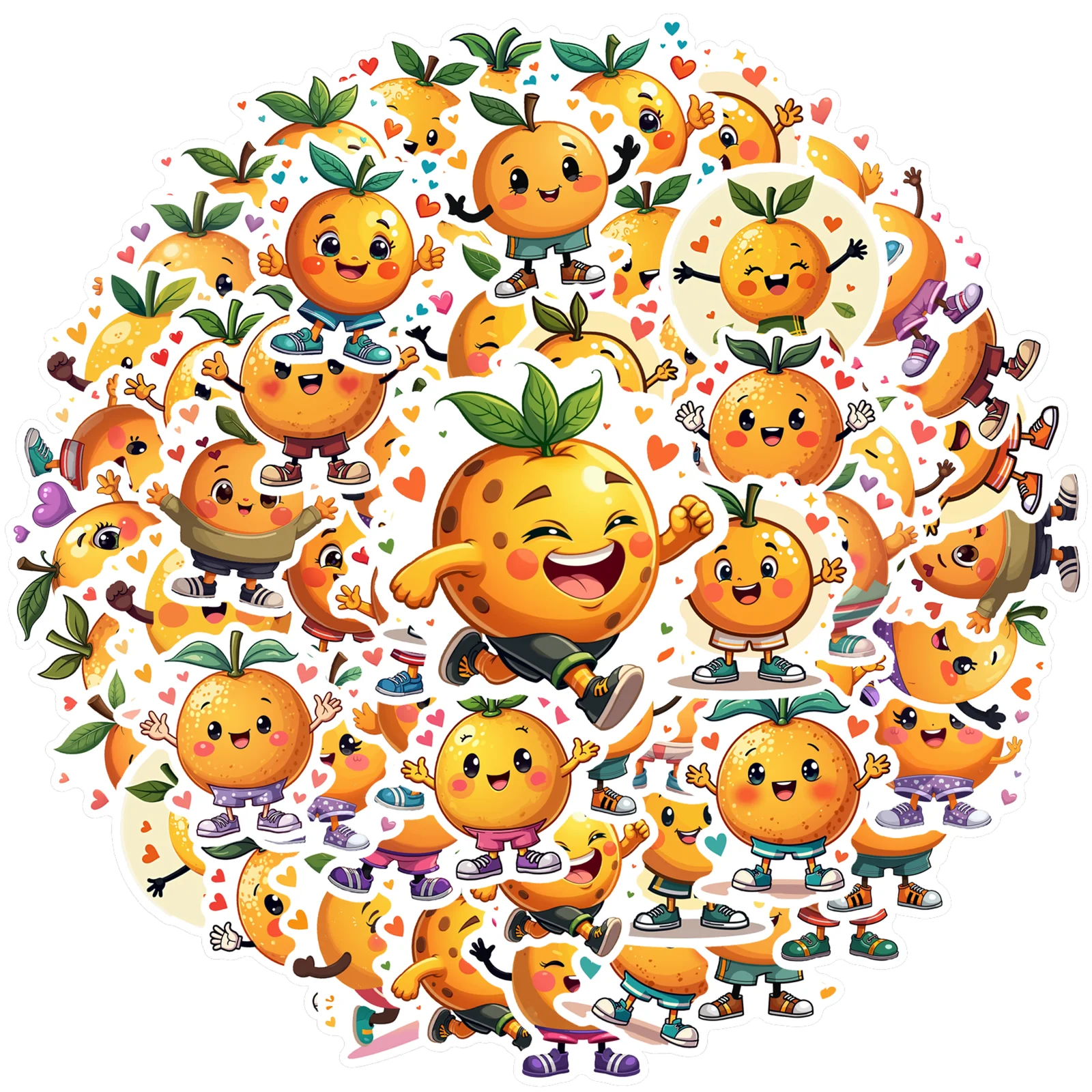 35pcs-100pcs Decals Vibrant Orange Stickers Decals Cartoon Adhesive Label Character Stickers For Fridge Toys Laptop