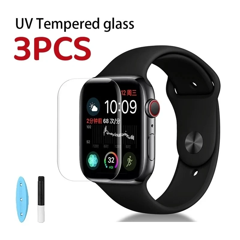 UV Screen Protector For Apple Watch Hermes 9 7 6 SE 5 8 44MM 45MM 40MM 41MM Protective Film IWatch 44 45 40 41 MM Tempered Glass