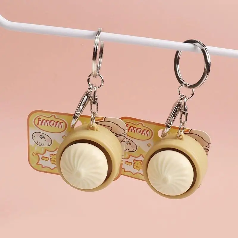 Niedlicher Dampfbrötchen-Presser-Schlüsselanhänger, realistisches Dimsum-Design, Stressabbau-Fidget-Spielzeug für Büro, Schule, Erwachsene und Kinder. – Detail 6