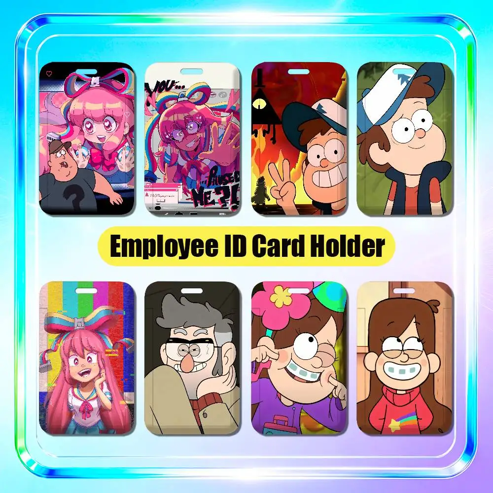 For Gravity Falls Giffany Dipper Bill Cipher Employee ID Card Holder Badge Office Student Bank Work Credit Decoration Case