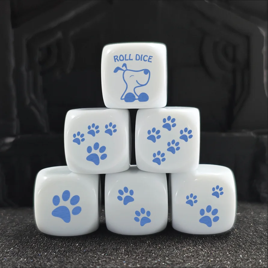 12 قطع D6 16 مللي متر لطيف الكلب نمط النرد قبول مخصص اللون النرد DND TRPG RPG نادي KTV ألعاب أطفال ملحقات لعبة #5