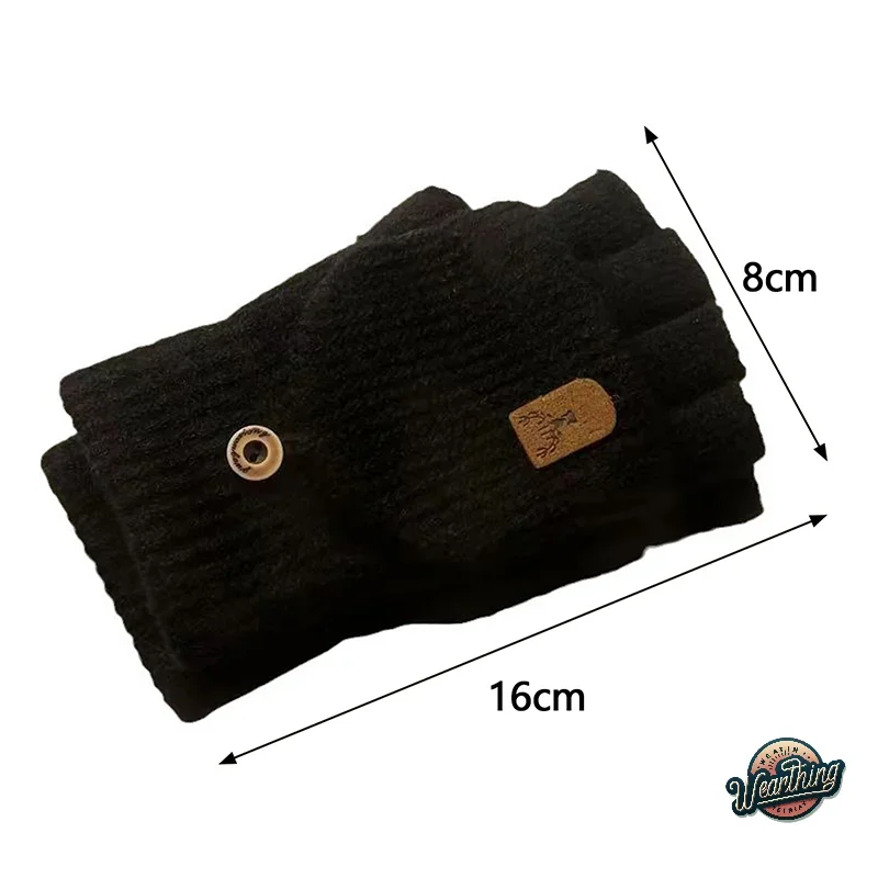 1 paar Winter Frauen Gestrickte Handschuhe Finger Handschuhe Verdicken Warm Touch Screen Für Männer Frauen Warme Halbe Finger Handschuhe Geschenke
