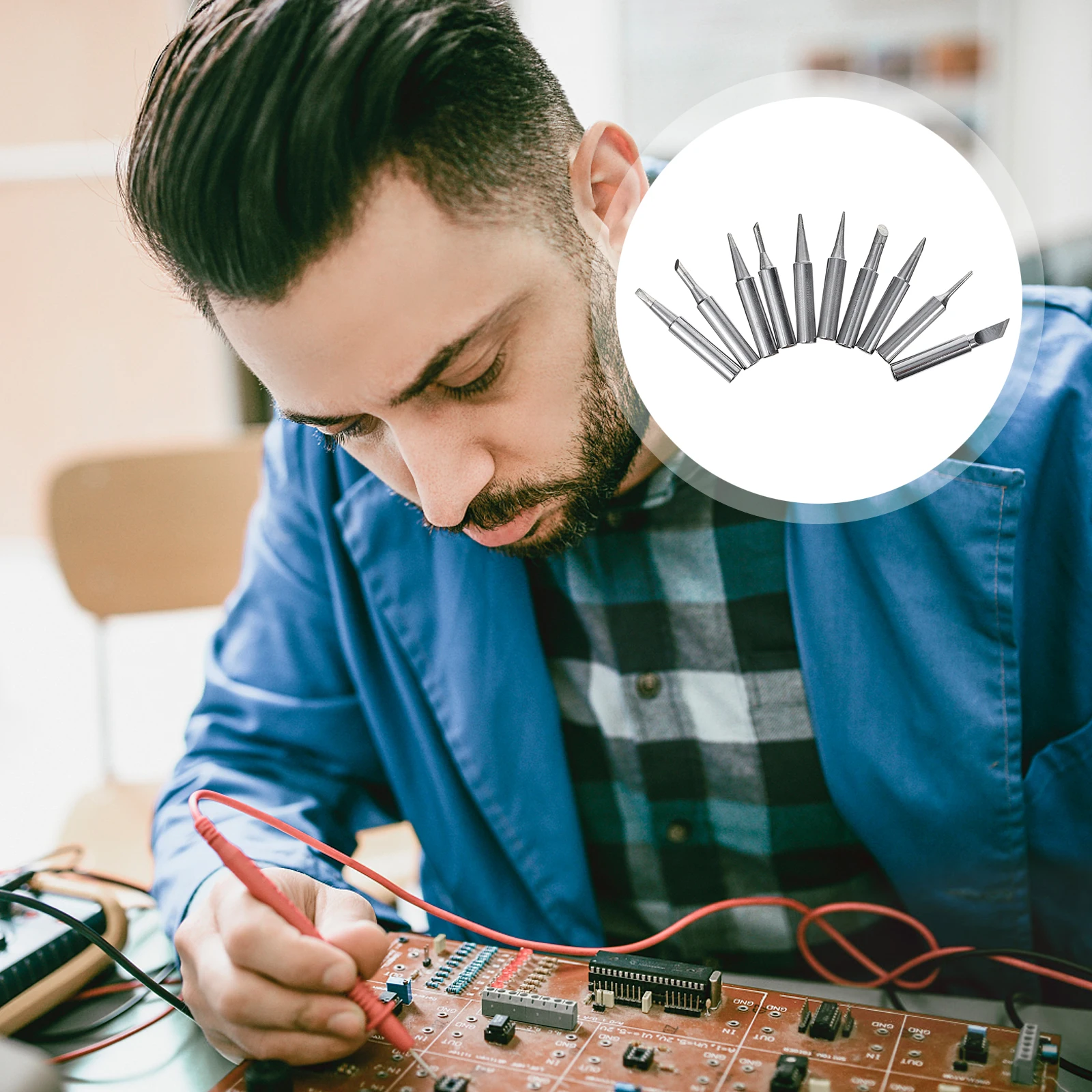 

1Set Replacement Soldering Iron Tips Multipurpose Copper Sturdy Solder Tip Kit for Welding Desoldering Station Use