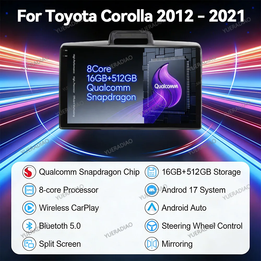 Android 17 Car Radio For Toyota Corolla Axio 2 Fielder 3 E160 2012 - 2021 Multimedia Stereo Video Player Carplay Auto Head Unit