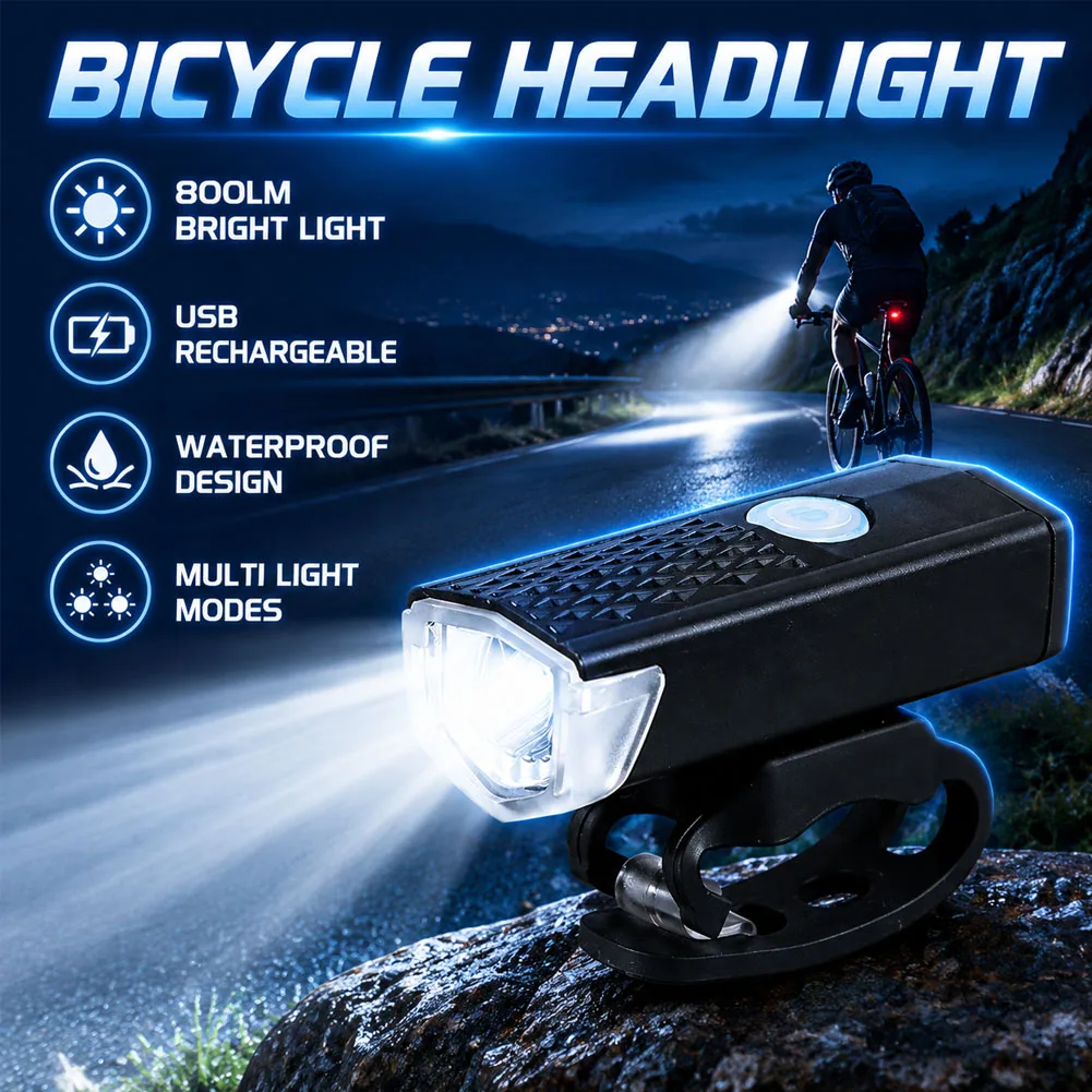Bike Light Set Headlights USB Rechargeable Floodlight Bicycle Electric Scooter Riding Equipment Accessories