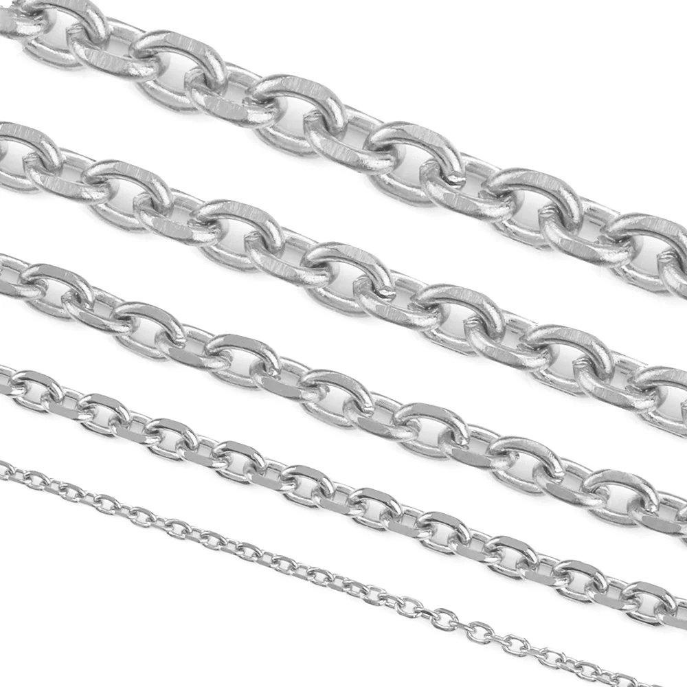 2M/Lot Breite 1,5mm-6mm Edelstahl Flache O-Kette für DIY Halskette, Choker, Armband, Fußkette, Metallschmuck-Zubehör – Detail 5