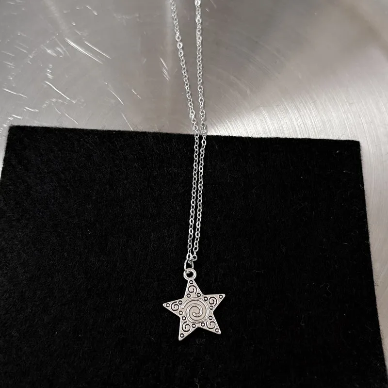 Y2K Stern Kreuz Charm Halskette Unisex Grunge Punk Modeschmuck Anhänger Zubehör für Frauen und Männer 45 cm – Detail 4