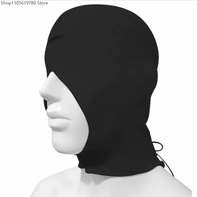 Rear Drawstring Adjustable Shiny Faux Leather Head Hood Open Eye Mouth Cutouts Full Face Mask Performance Cosplay Accessory 4