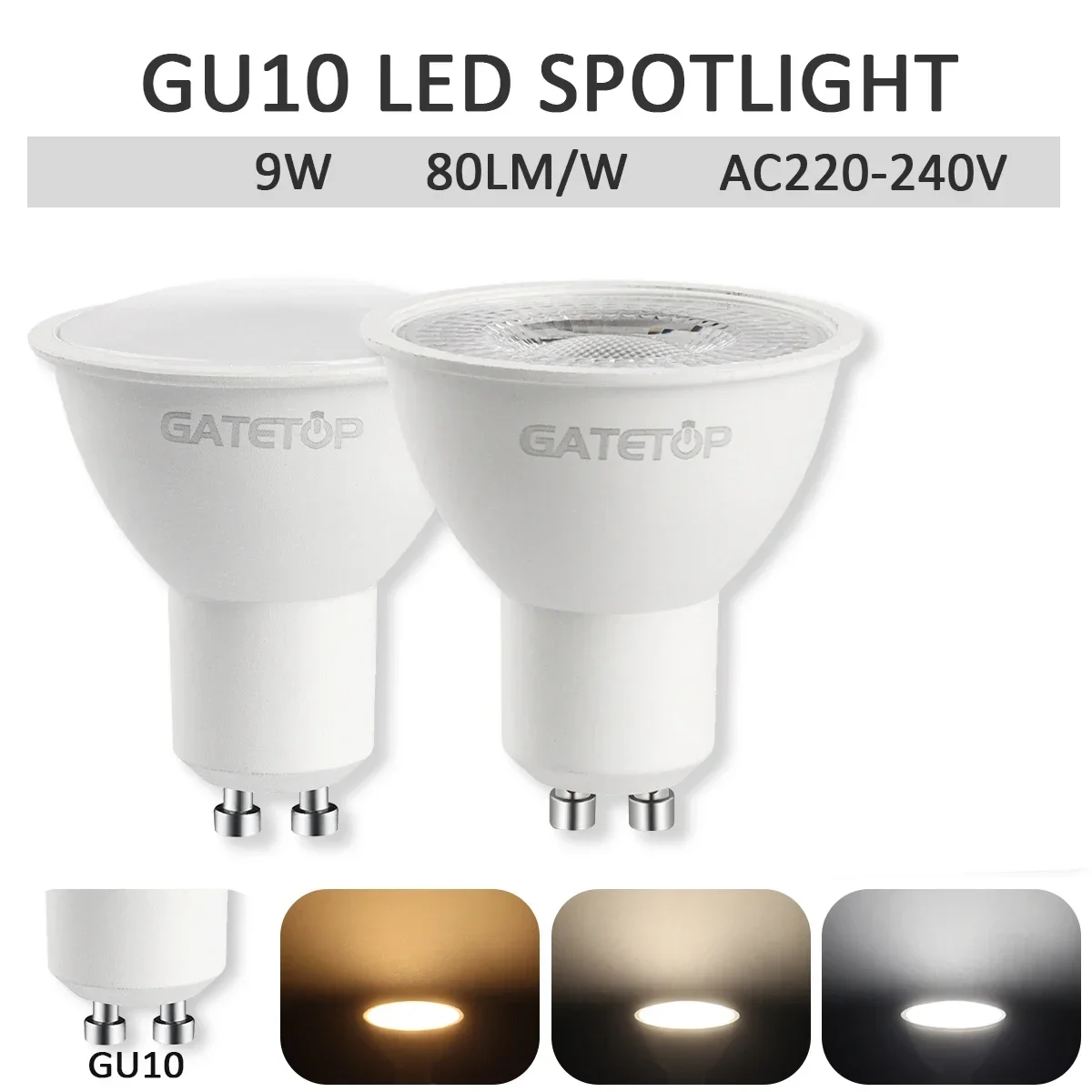 10PCS LED Spotlight GU10 9W 120degree 38degree 3000K 4000K 6000K AC 110V 220V Daylight No Flicker for Track Lighting Living Room