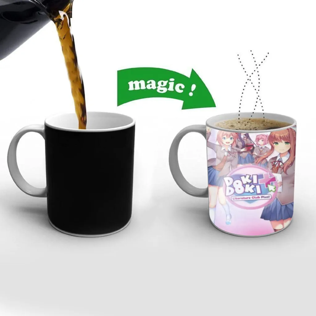 DDLC D-Doki L-Literature One Piece Coffee Mugs And Mug Creative Color Change Tea Cup Ceramic Milk Cups Novelty Gifts