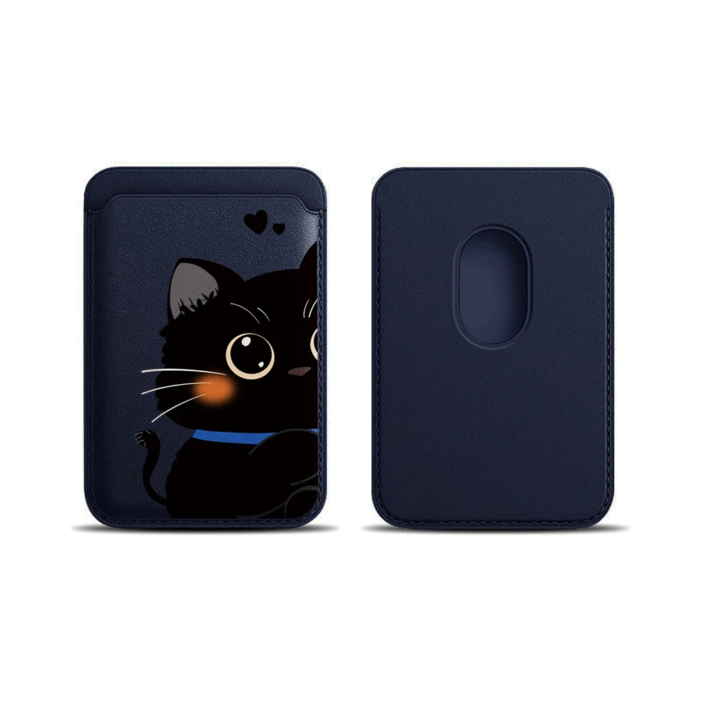 Elegante Katzen-Paar-Leder-Kartenhalter-Handyhülle für Magnetische Hüllen, Geeignet für alle iPhone Magsafe Karten-Handy-Rückseiten-Taschen – Detail 15