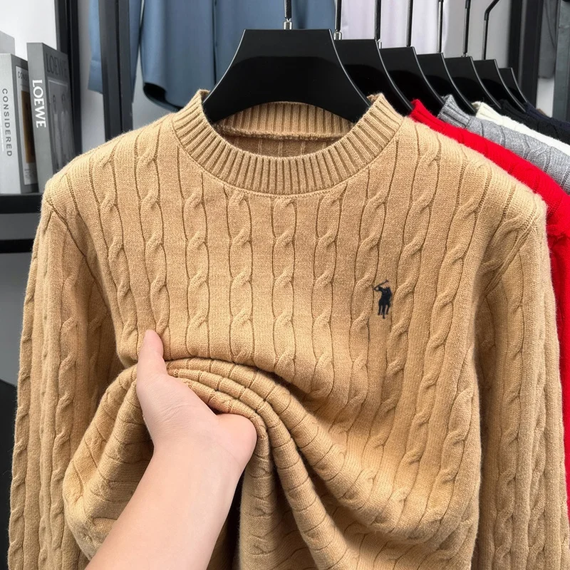 Hochwertige Casual Rundhalspullover Herren Herbst Winter neue Persönlichkeit Zipper Design Luxusmarke Golf Pony Stickerei Mode Stricken Sweater – Detail 11