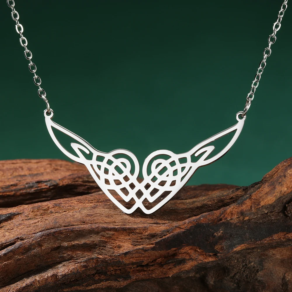 Dawapara Celtics Heart Knot Necklace Religious Good Luck Amulet Norse Irish Symbol Stainless Steel Jewelry - view 2