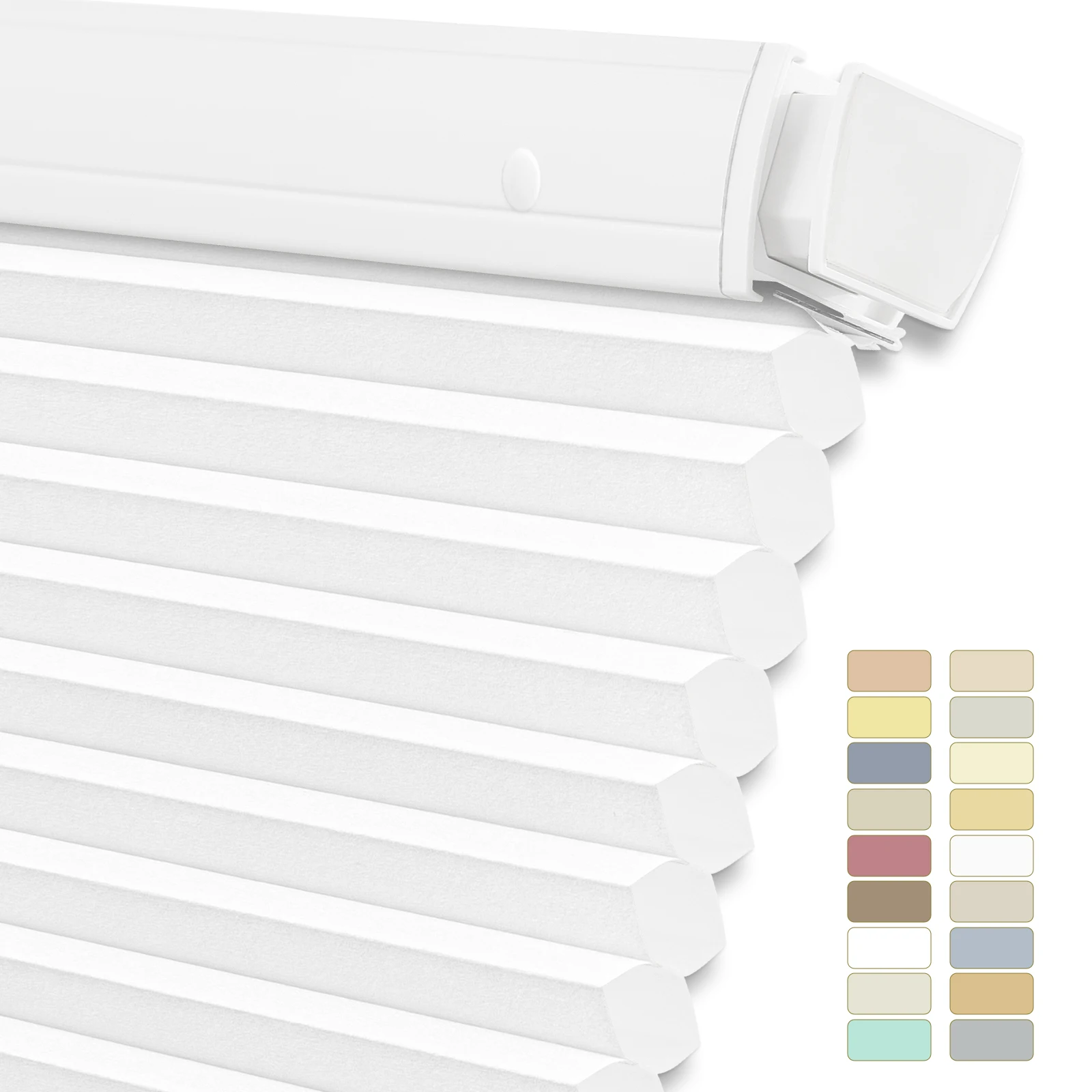 

Moonice No Drill Cellular Blinds Cordless Light Filtering Honeycomb Pleated Blinds Easy Fit Custom Window Shades for Home