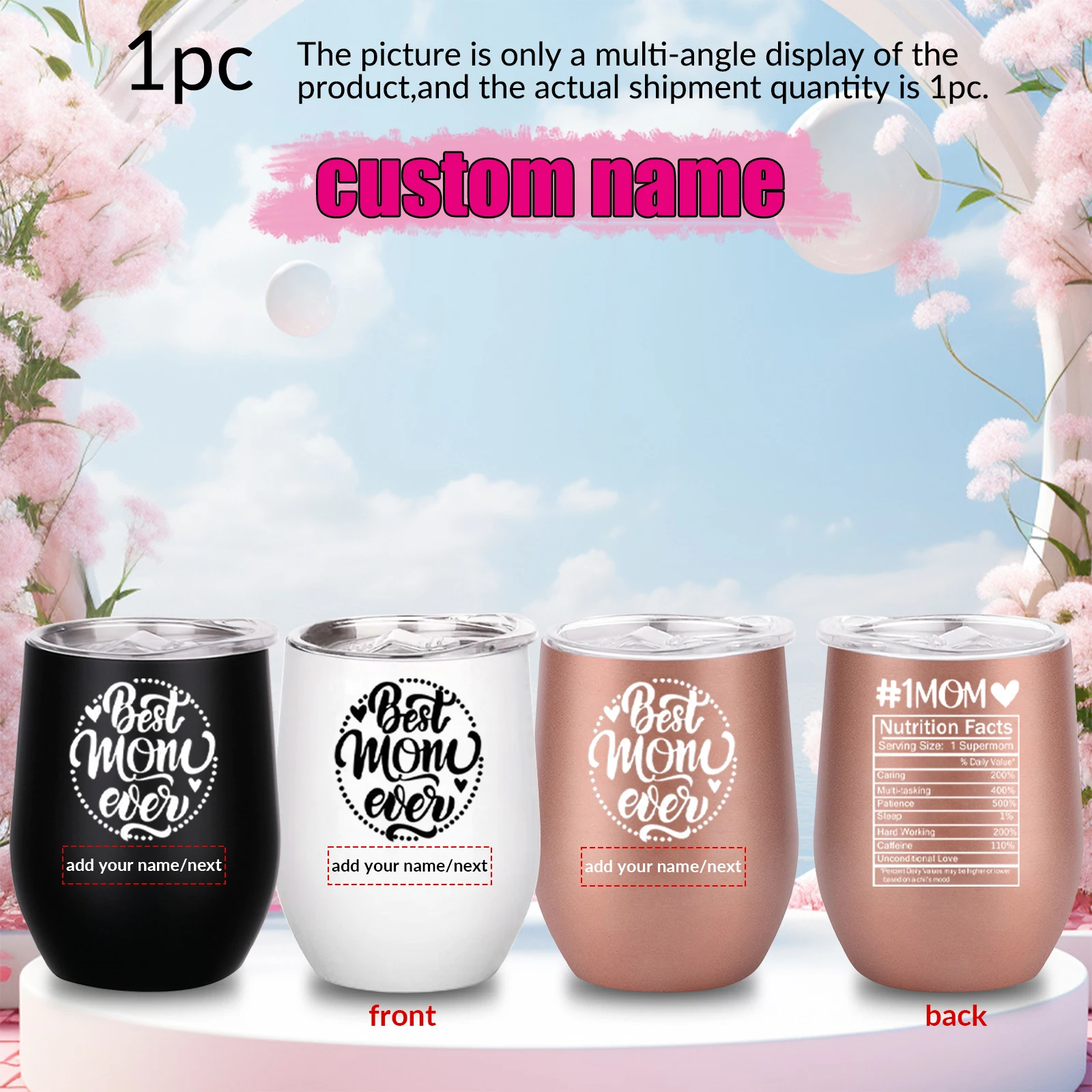 11oz Customize Name Stainless Steel Water Cup with Lid Car Drink Anti-scalding and leak-proof Milk Cup Tea Mug Mother‘s Day Gift