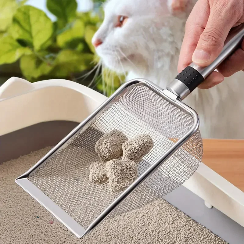 Stainless Steel Cat Litter Poop Scoop Reusable Cat Litter Cat Feces Metal Filter Screen Pet Dog Poop Cleaner Shovel Pet Supplies