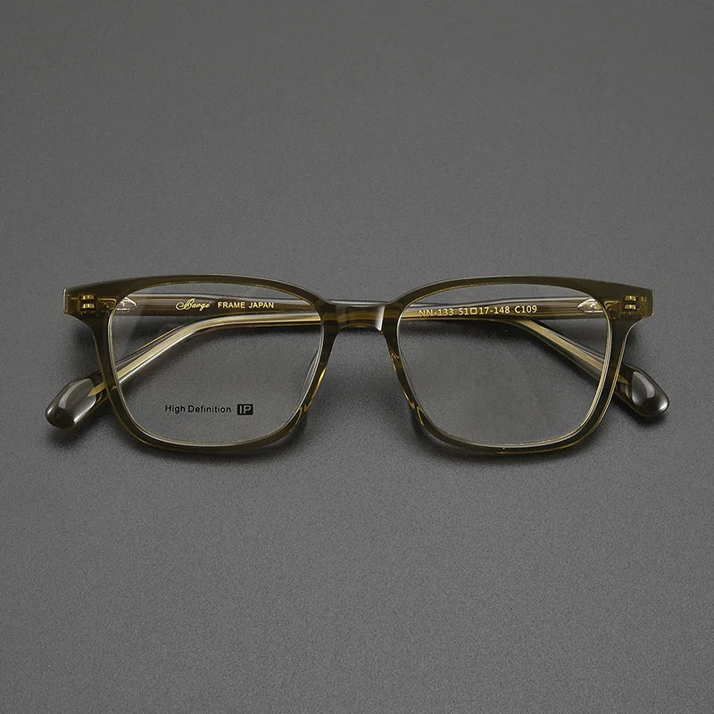 High quality ultra-light fashion square frame retro grey green glasses frame literary youth business casual optical glasses