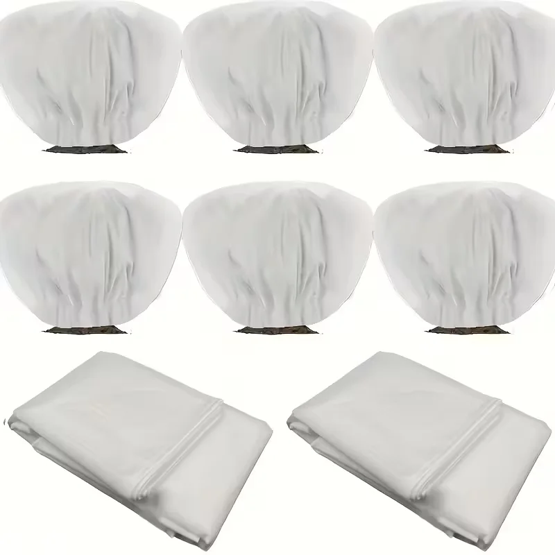 6pcs Winter Plant Cold Protection Cover Anti Frost Bag Plant Cover With Drawstring Outdoor Garden Plant Frost Prevention Cover