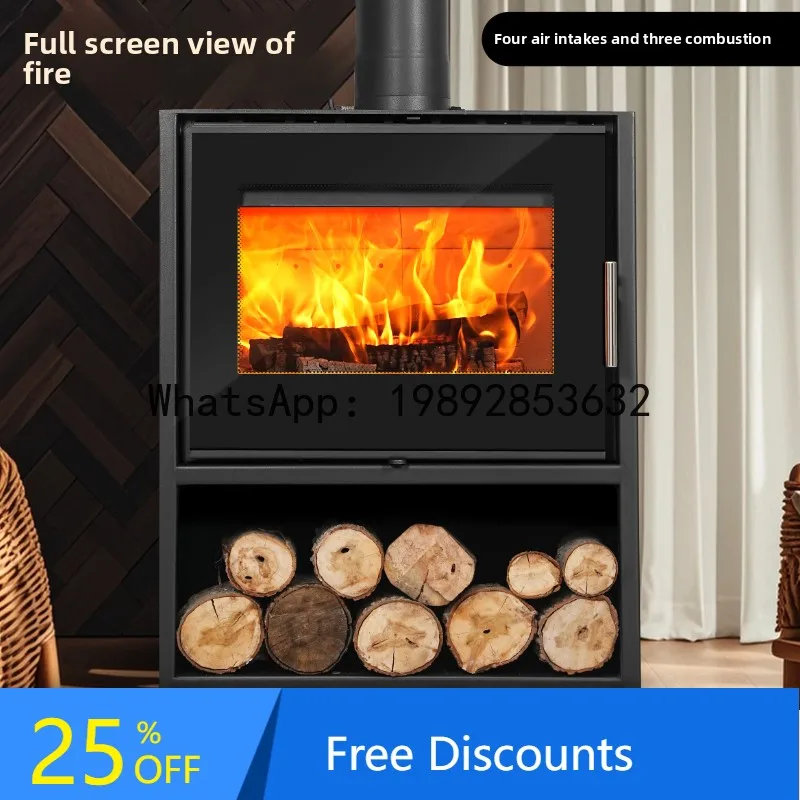 LYY Retro European Style Real Fire Fireplace Wood Burning Stove for Heating, Suitable for Homestays, Villas, Rural Self-Built