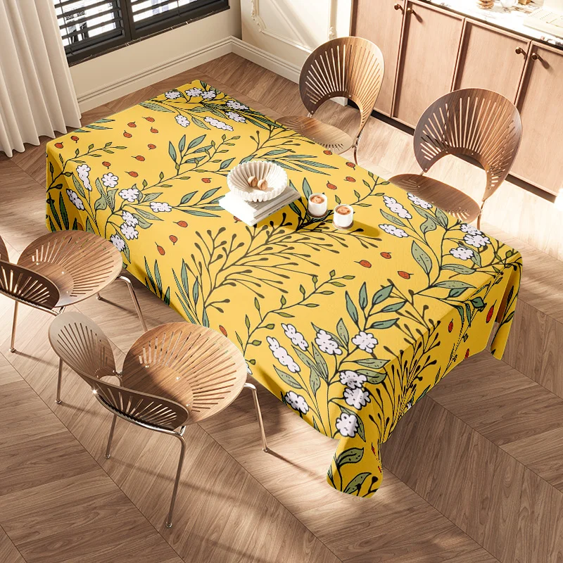 Nature-inspired Yellow Floral Tablecloth with White Trim Perfect for Your Home Decor Needs Upgrade Any Dining Area or Kitchen