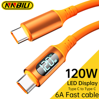 NNBILI 120W USB Type C Cable Fast Charging USB C Charger Cord For iPhone 15 16 Huawei Xiaomi With Led Digital Display 6A Cable