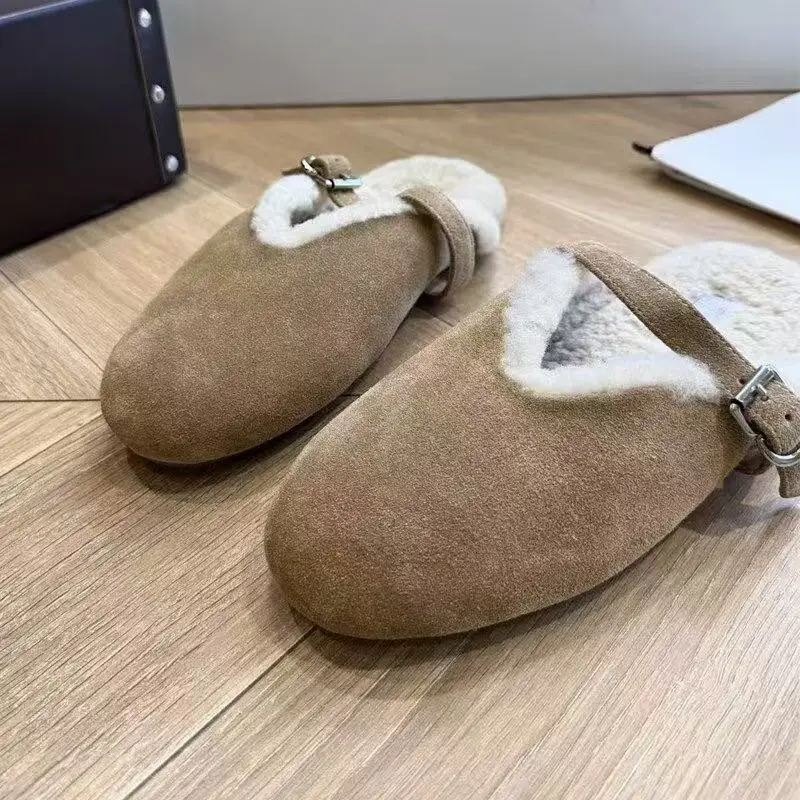 Designer Mao Mao Mouller Shoes Autumn/Winter Baotou Slippers With One Button And Lazy Shoes Warm Mao Slippers