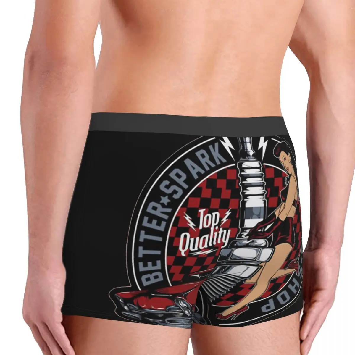 Pin Up Girl Speed Shop Retro Rockabilly Underpants Homme Panties Man Underwear Sexy Shorts Boxer Briefs