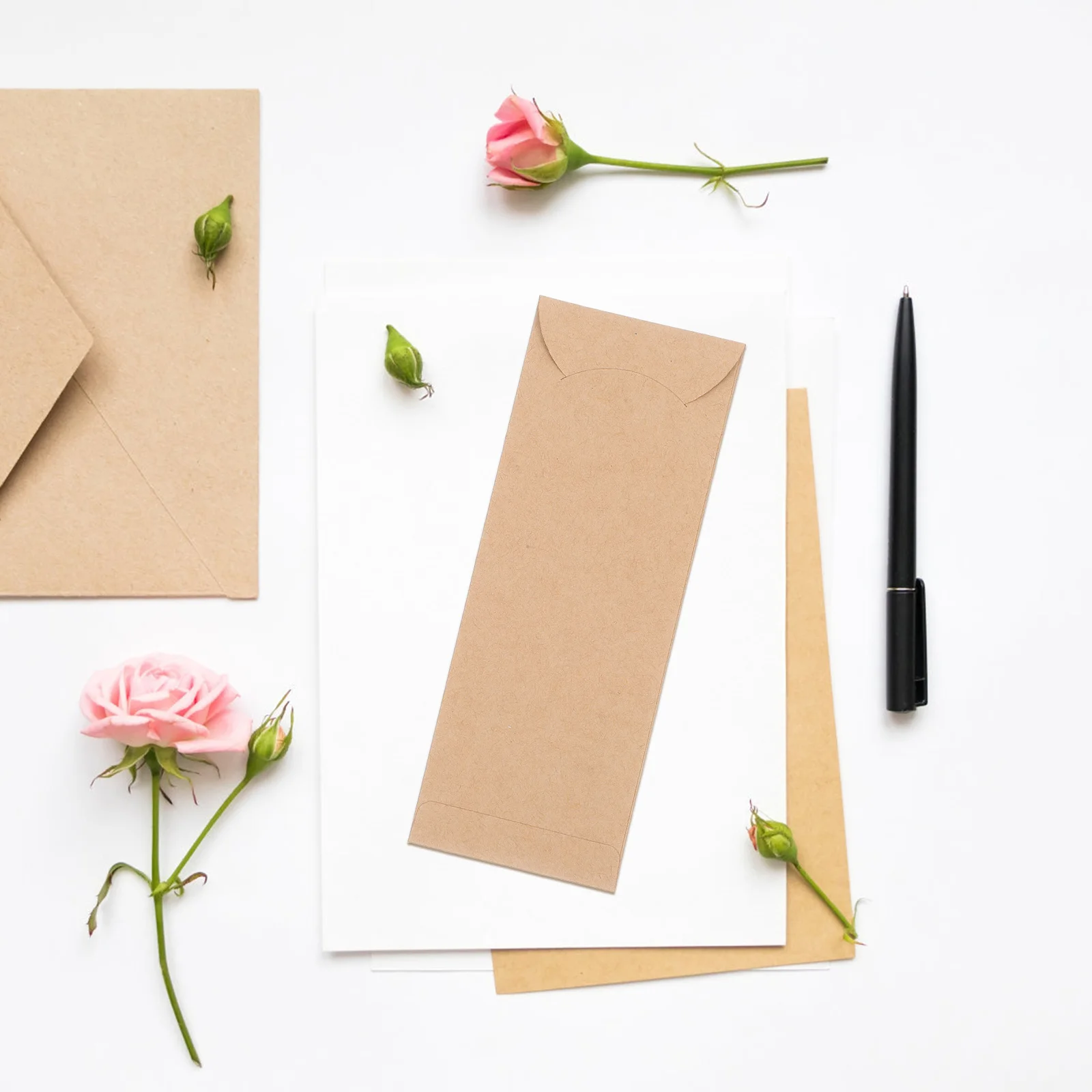 

10Pcs Kraft Paper Vintage Bookmark Bags DIY Blank Sleeves Pen Pouches Classroom Office Storage Solutions Pen Holder Bag