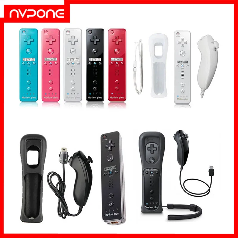 

2 в 1 для Nintendo Wii Nunchuk Встроенный Motion Plus Беспроводной пульт дистанционного управления геймпад контроллер джойстика с силиконовый чехол движения Сенсор