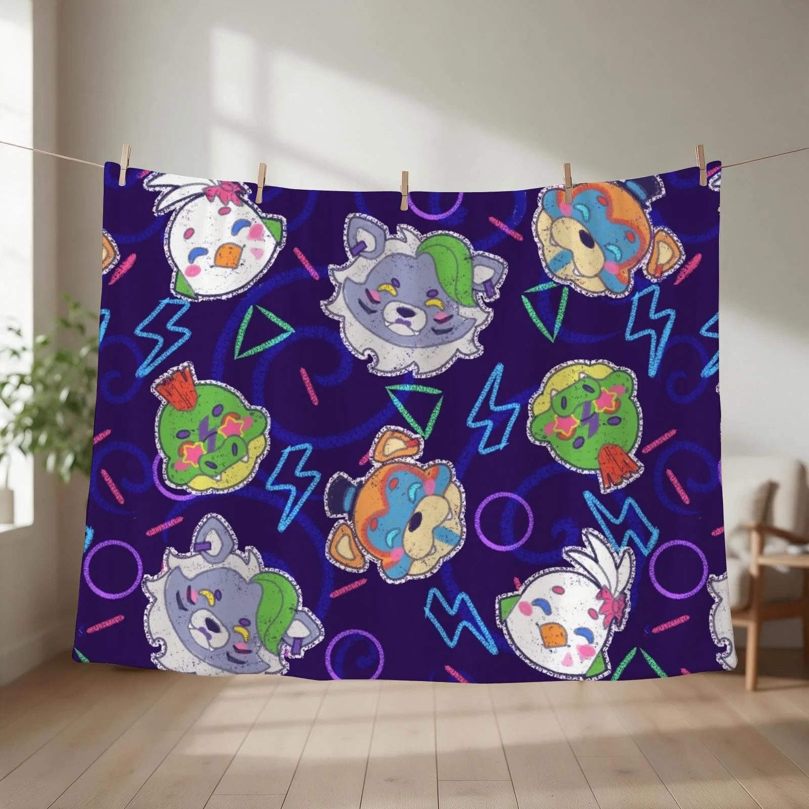 Glamrock Pattern Throw Blanket couch cozy soft plush fuzzy picnic outdoor blanket