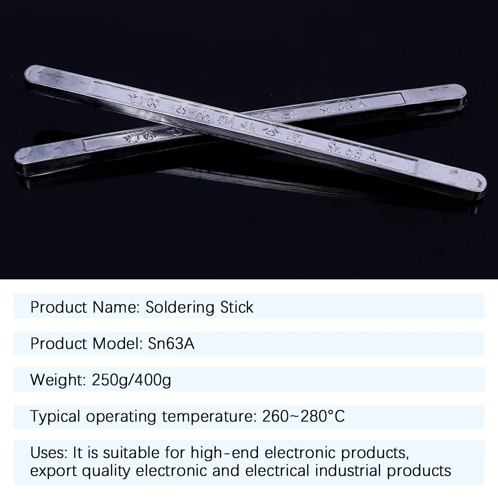 250g/400g High Purity Tin Solder Rod Pure Tin bar No Lead Soldering 63/37 Low Melting Point Antioxidant Sn Welders Welding Tool