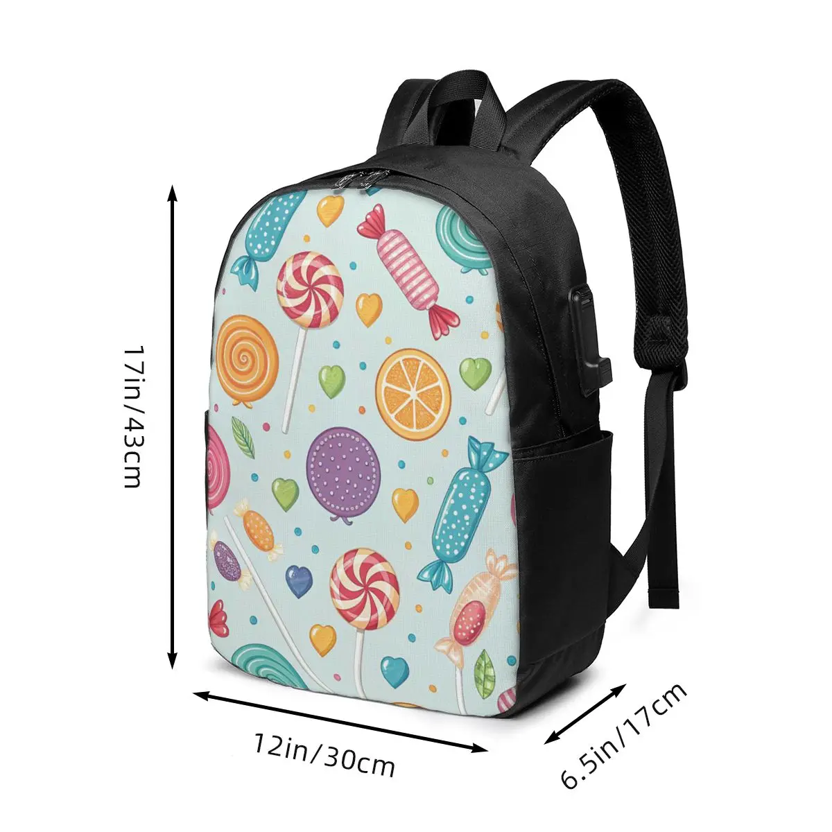 Colorful Candy Lollipop Themed Backpack Travel Notebook Bag Computer College Student School Bag Laptop Shoulder Bags Men Women