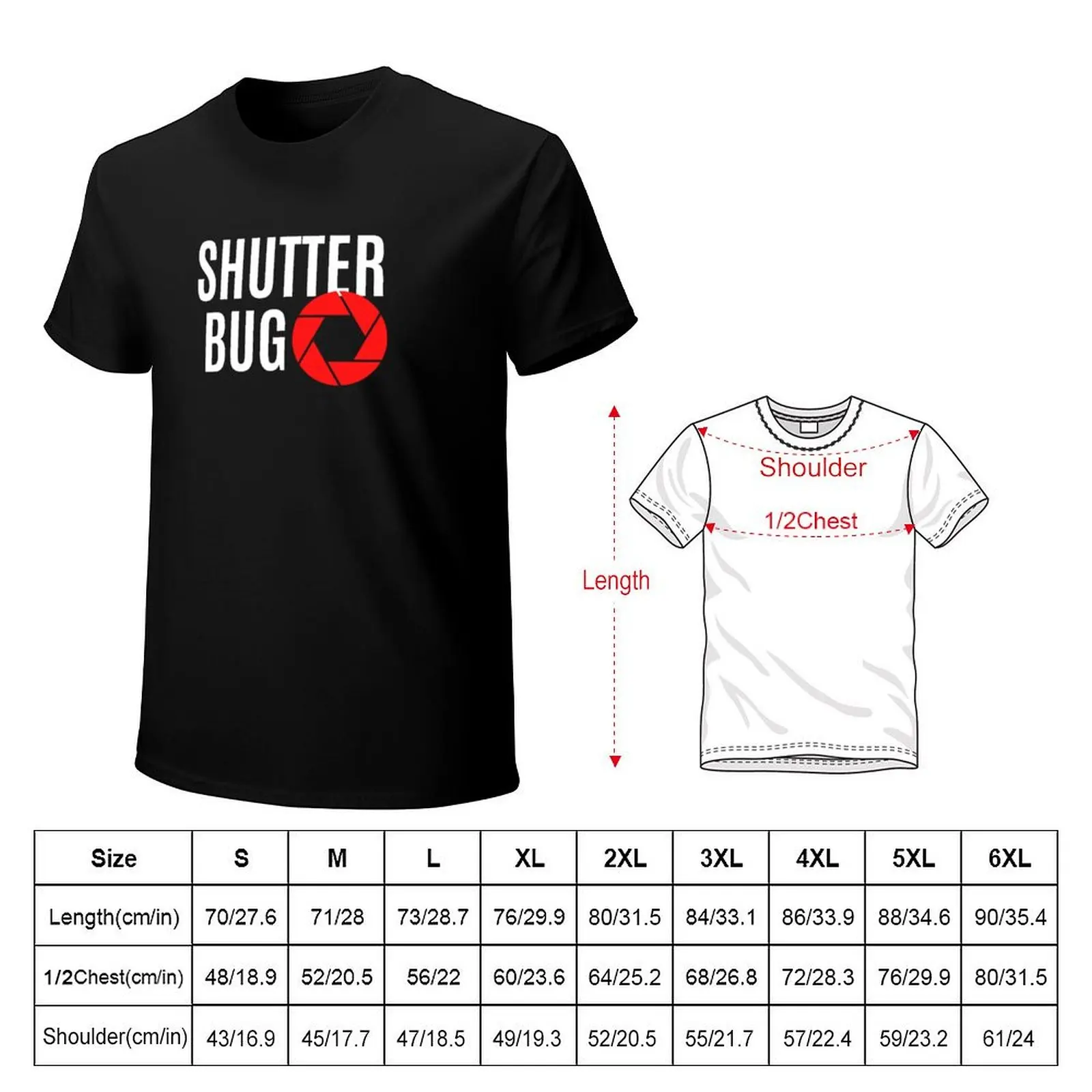 White shutterbug and red aperture design for photographers and camera enthusiasts T-Shirt funny t shirts cotton T-Shirt