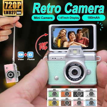 Palm-Sized Mini Digital Camera 180° Flip Selfie Screen with Flashlight Multiple Filters…